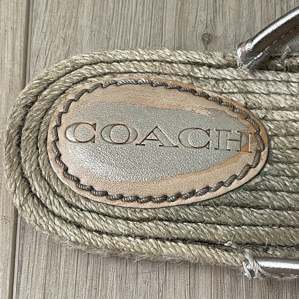 Coach Shoes Womens Cassidy Espadrille Mules Size 7 Leather Silver - Picture 10 of 16